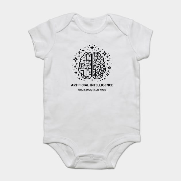 Artificial Intelligence Where Logic Meets Magic Baby Bodysuit by Frank Ring
